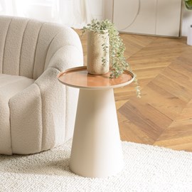 James - table d'appoint ronde 40x40cm plateau en métal émaillé caramel