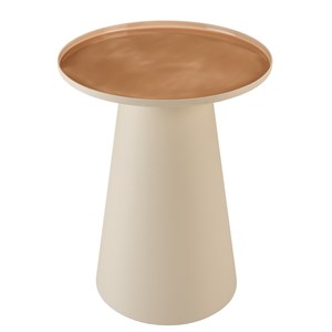 James - table d'appoint ronde 40x40cm plateau en métal émaillé caramel