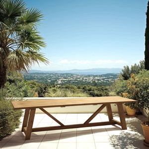 Kally - table à manger de jardin 300x100cm en bois de teck recyclé naturel