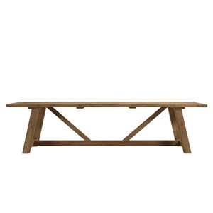 Kally - table à manger de jardin 300x100cm en bois de teck recyclé naturel