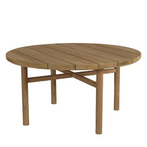 Kally - table basse de jardin ronde en bois de teck recyclé naturel d80cm