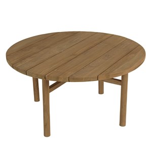 Kally - table basse de jardin ronde en bois de teck recyclé naturel d80cm