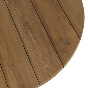Kally - table basse de jardin ronde en bois de teck recyclé naturel d80cm