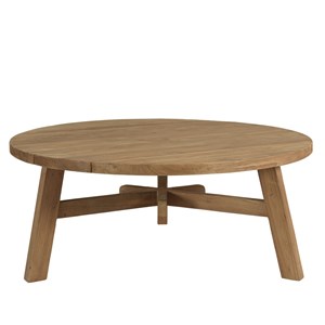 Kally - table basse de jardin ronde en bois de teck recyclé naturel d95cm