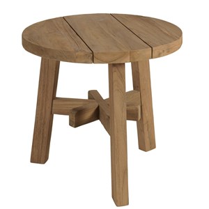 Kally - table d'appoint ronde en bois de teck recyclé naturel d47cm