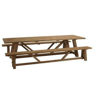 Kally - salon de jardin 1 table et 2 bancs en teck recyclé