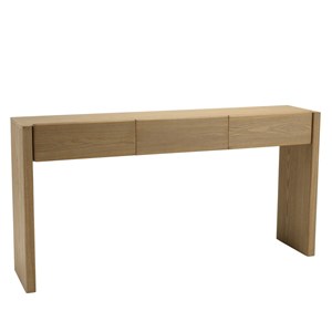 Ella - console l160 couleur naturelle 3 tiroirs design arrondi