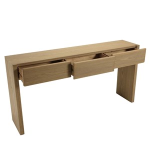 Ella - console l160 couleur naturelle 3 tiroirs design arrondi