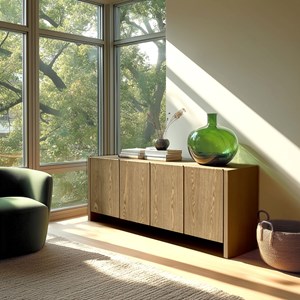 Ella - buffet l190 couleur naturelle 4 portes design arrondi