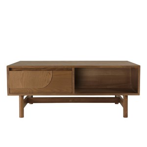 Mario - table basse couleur naturelle 2 tiroirs motif arrondi 2 niches