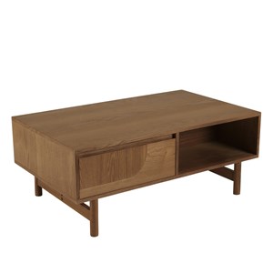 Mario - table basse couleur naturelle 2 tiroirs motif arrondi 2 niches