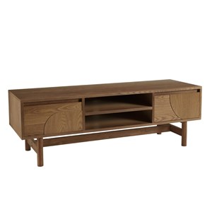 Mario - meuble tv couleur naturelle 2 tiroirs motif arrondi 2 niches