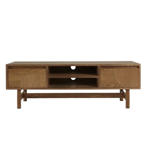 Mario - meuble tv couleur naturelle 2 tiroirs motif arrondi 2 niches