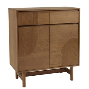 Mario - buffet couleur naturelle 2 tiroirs 2 portes décor motif arrondi