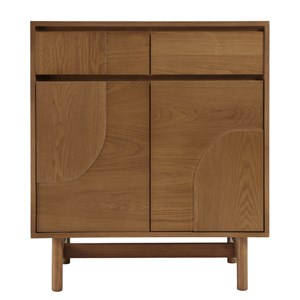 Mario - buffet couleur naturelle 2 tiroirs 2 portes décor motif arrondi