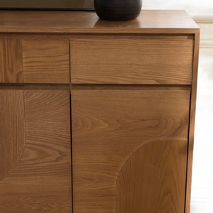 Mario - buffet couleur naturelle 2 tiroirs 2 portes décor motif arrondi
