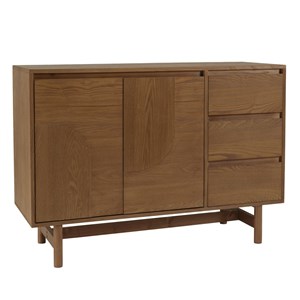 Mario - buffet couleur naturelle 3 tiroirs 2 portes décor motif arrondi