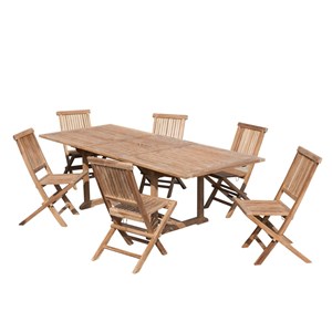 Fun - ensemble de jardin -table rect. 180*240 et 6 chaises bois teck