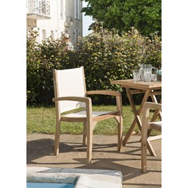 Fun - ensemble de 2 fauteuils de jardin bois teck et textilène blanc