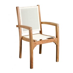 Fun - ensemble de 2 fauteuils de jardin bois teck et textilène blanc