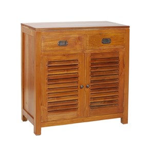 Api - meuble de rangement en bois teck 2 portes 2 tiroirs marron