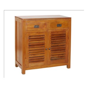 Api - meuble de rangement en bois teck 2 portes 2 tiroirs marron