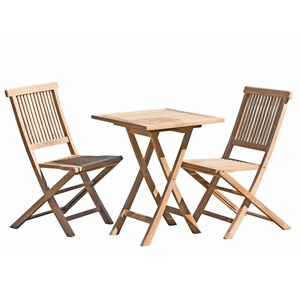 Fun - ensemble de jardin - table carrée et 2 chaises en bois de teck