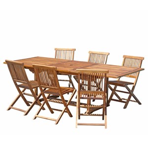 Maeva - ensemble de jardin en bois teck huilé 6 pers table + 6 chaises