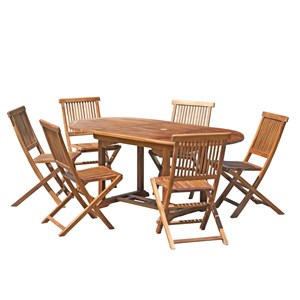 Maeva - ensemble de jardin bois teck huilé table 120*180 cm 6 chaises
