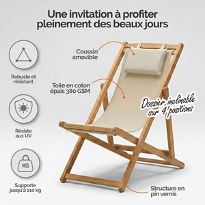 Chaise longue pliante - beige