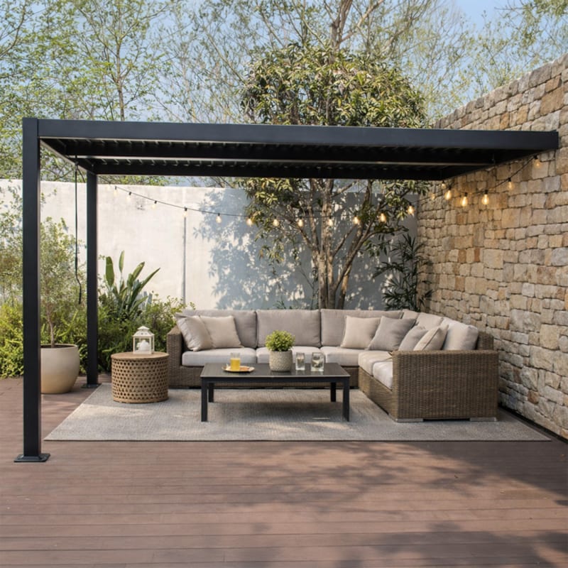 Sifnos pergola bioclimatique 4x3m adossée en aluminium noir