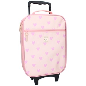Valise à roulettes enfant cœurs rose