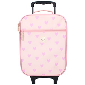 Valise à roulettes enfant cœurs rose