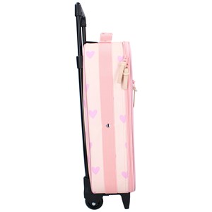 Valise à roulettes enfant cœurs rose