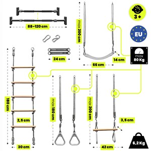 Ensemble gymnastique 5-en-1 hypermotion - aire de jeux intérieur & jardin 100kg