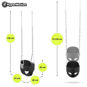 Balançoire baquet bébé hypermotion - assise eva confort & sécurité jardin 22kg