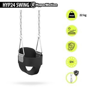 Balançoire baquet bébé hypermotion - assise eva confort & sécurité jardin 22kg