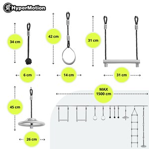 Parcours obstacles ninja hypermotion - slackline 15m & 10 agrès - jardin sportif