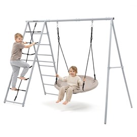 Aire de jeux jardin xl hypermotion- nid-de-cigogne 100cm & filet à grimper 180kg