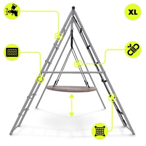Aire de jeux jardin xl hypermotion- nid-de-cigogne 100cm & filet à grimper 180kg