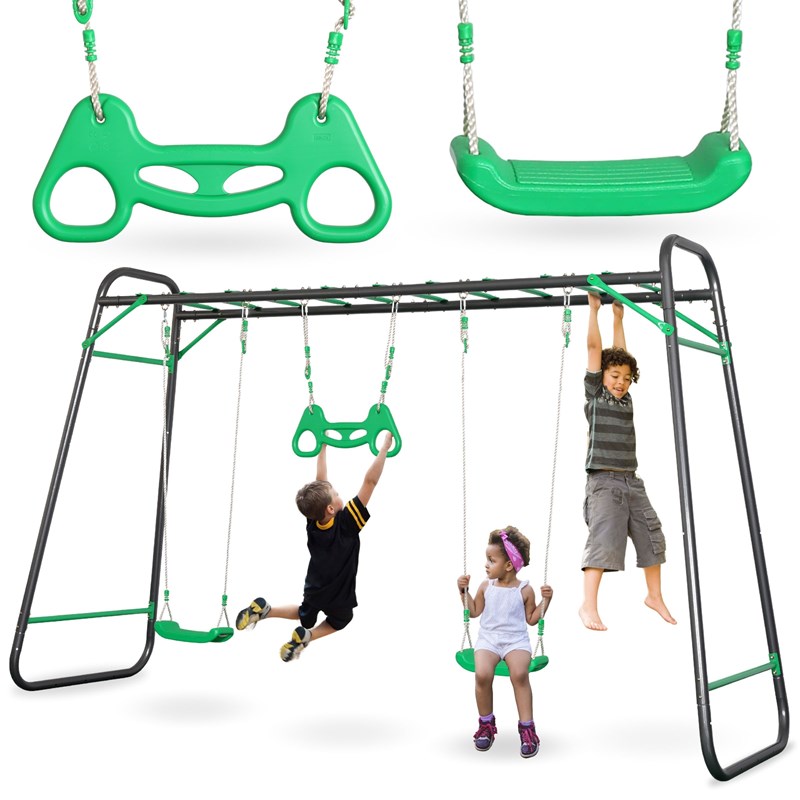 Hypermotion - Aire de jeux jardin xxl hypermotion - portique acier 2 sièges, échelle & trapèze