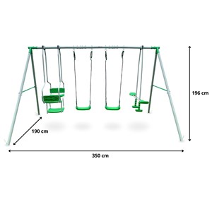Balançoire 6 places hypermotion - 2 sièges, vis-à-vis & nacelle - châssis 300kg