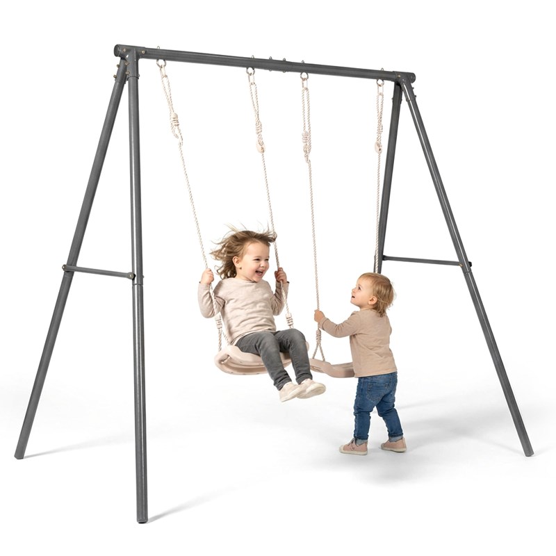 Hypermotion - Portique balançoire double jardin hypermotion - acier 3-12 ans - 2 sièges 100kg