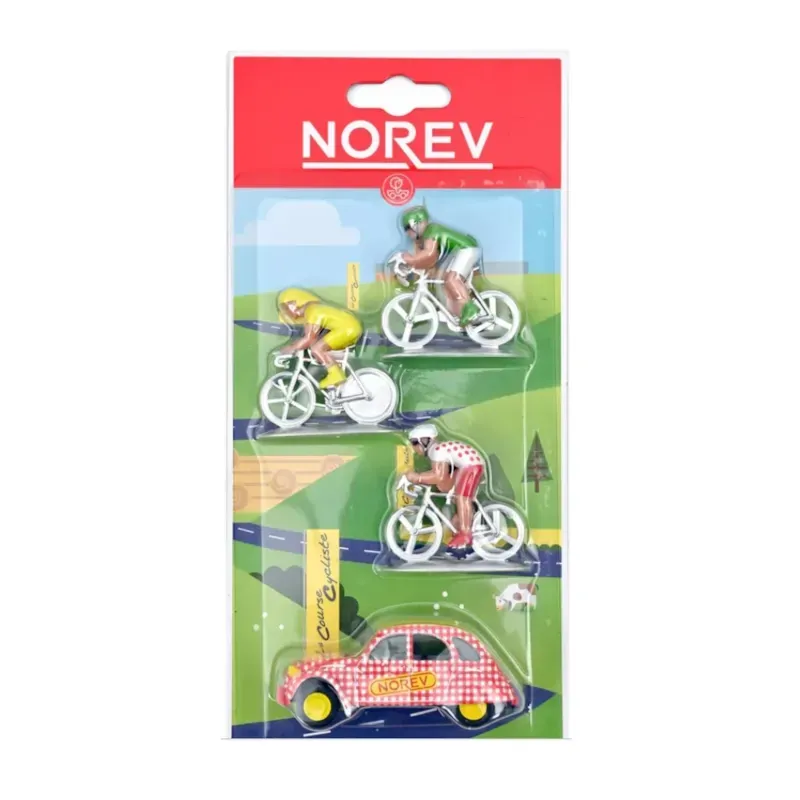 Citroën 2cv et 3 cyclistes
