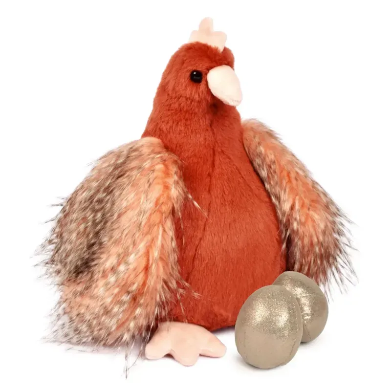 Peluche poule et ses œufs d'or 28 cm