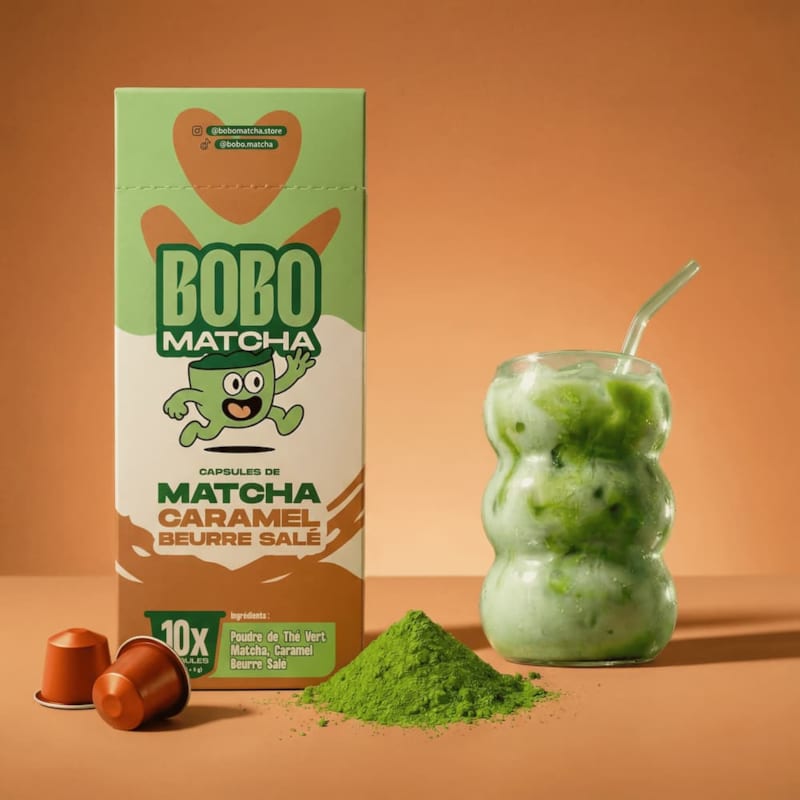Bobo Matcha - 30 capsules matcha caramel beurre salé compatibles nespresso - bobo matcha