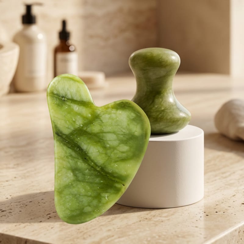 Rituel visage duo jade en pierres véritables pour raffermir les traits