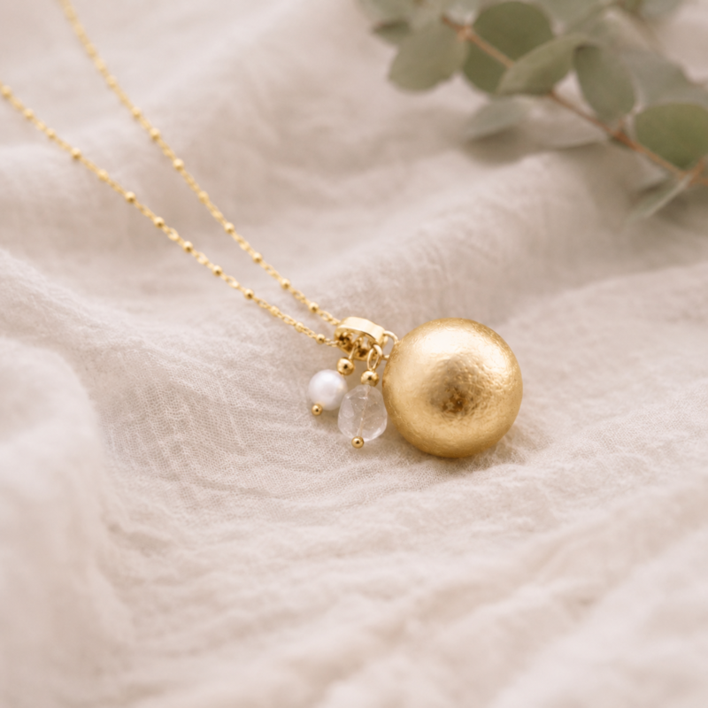 Bola de grossesse brossé quartz et perle
