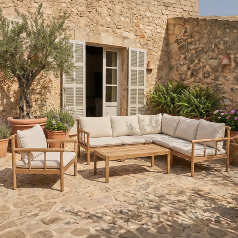 Pakkret salon de jardin 6 places en bois d’acacia certifié fsc