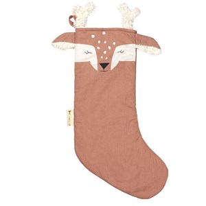 Chaussette de noël cerf  vieux rose